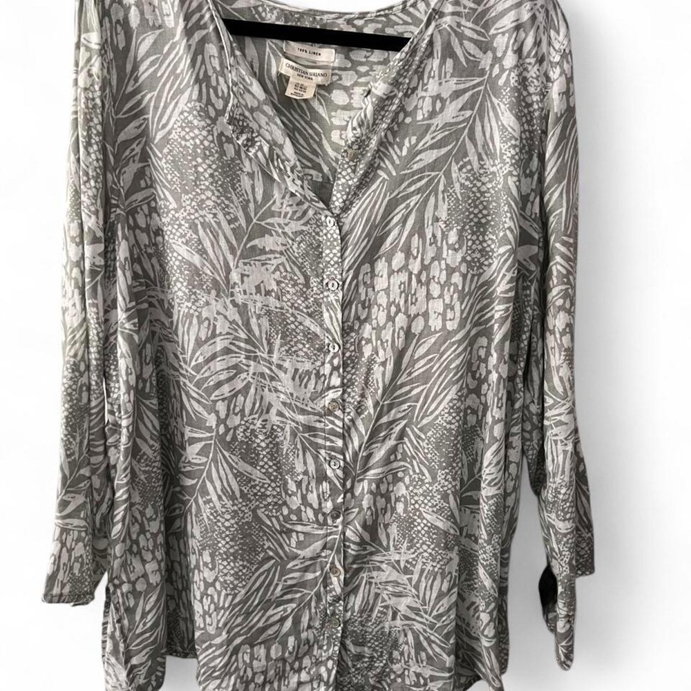 Christian Siriano Linen Blouse Women's Plus Size 2X Lightweight Summer Chic